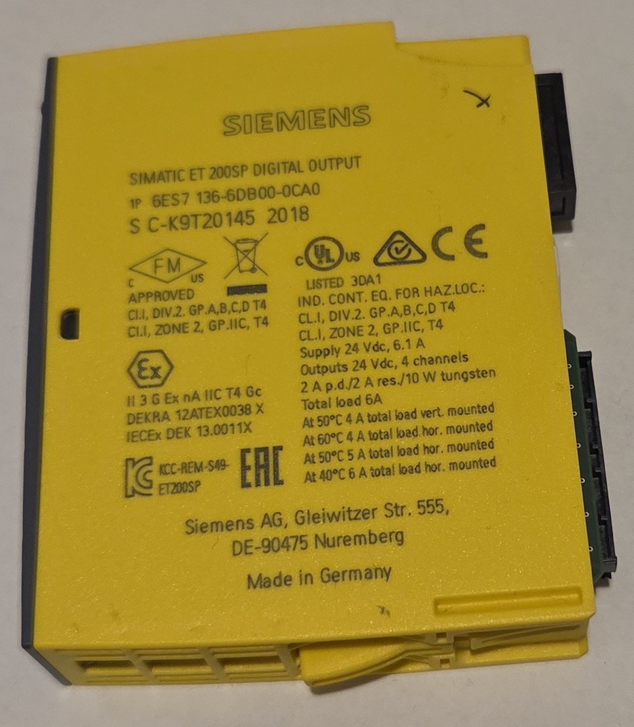 Siemens Simatic ET 200SP Digital Output Module F-DQ 4x24VDC/2A (6ES7 136-6DB00-0CA0)